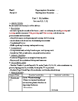 Giáo án Tiếng Anh Lớp 3 (Global success) - Tuần 9 - Năm học 2022-2023